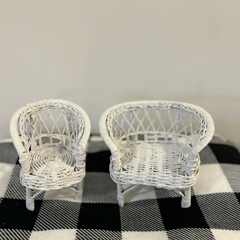 White Wicker Doll Furniture Set